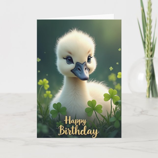 Cartão de Aniversário Doce Bebê Pássaro (Frente)