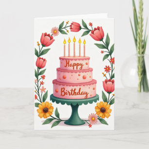 Cartão de Aniversário Doce com Camadas