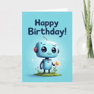 Cartão de Aniversário Doce de Robô