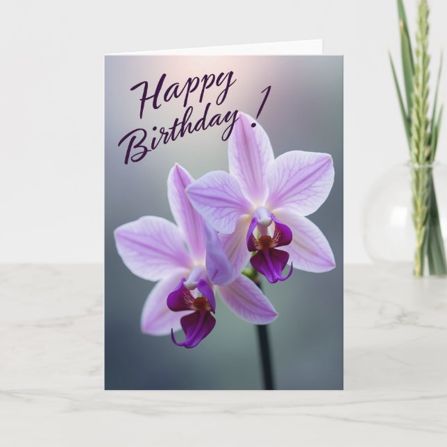 Cartão de Aniversário Doce Flor de Orquídea (Frente)