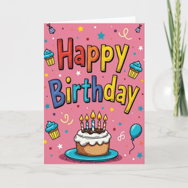 Cartão de Aniversário Doce Tratamento (Frente)