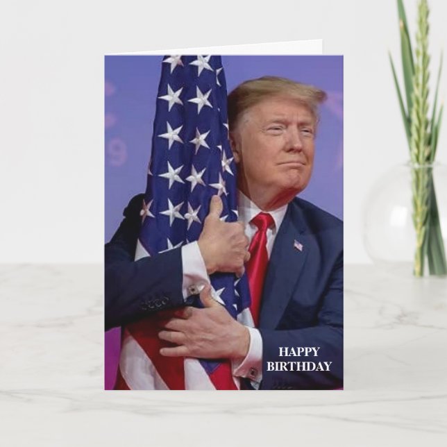 CARTÃO DE ANIVERSÁRIO DONALD TRUMP AMERICAN FLAG (Frente)