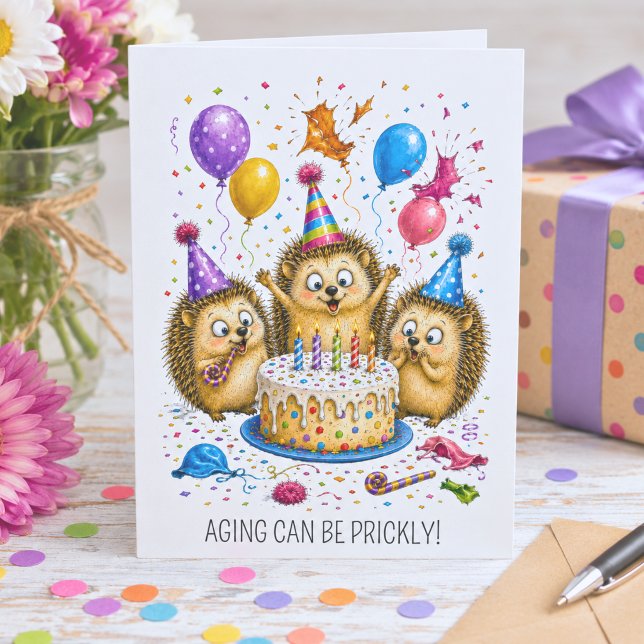 Cartão de Aniversário doouriço-cacheiro Envelhecen (Criador carregado)