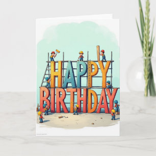 Cartão de Aniversário dos Construtores Doces