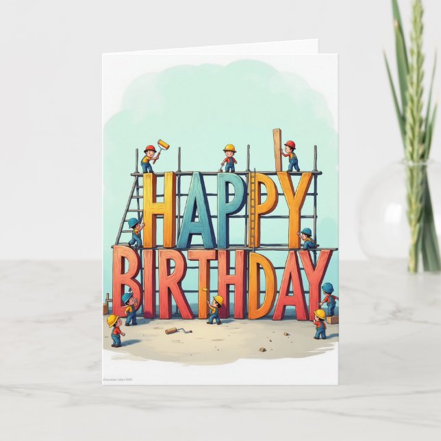 Cartão de Aniversário dos Construtores Doces (Frente)