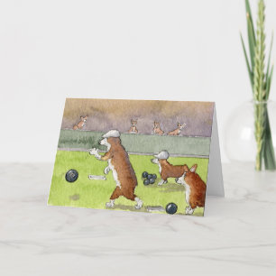 Cartão de aniversário dos Corgis da boliche