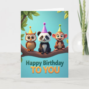 Cartão de Aniversário dos Critters Alegres