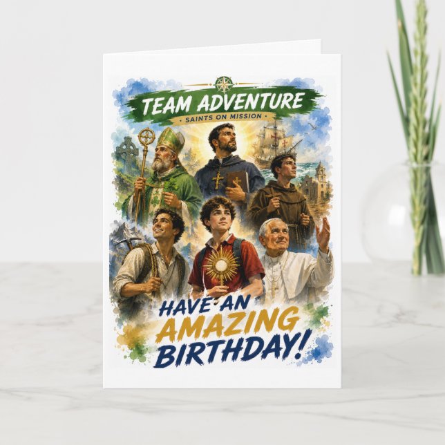Cartão de Aniversário dos Santos da Equipe em uma  (Frente)