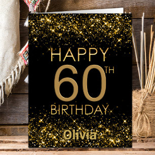 Cartão de aniversário Dourado 60º