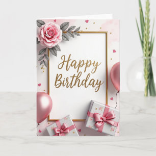 Cartão de Aniversário Dourado Brilhante