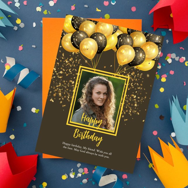 Cartão de aniversário Dourado castanho - cartão de (Criador carregado)