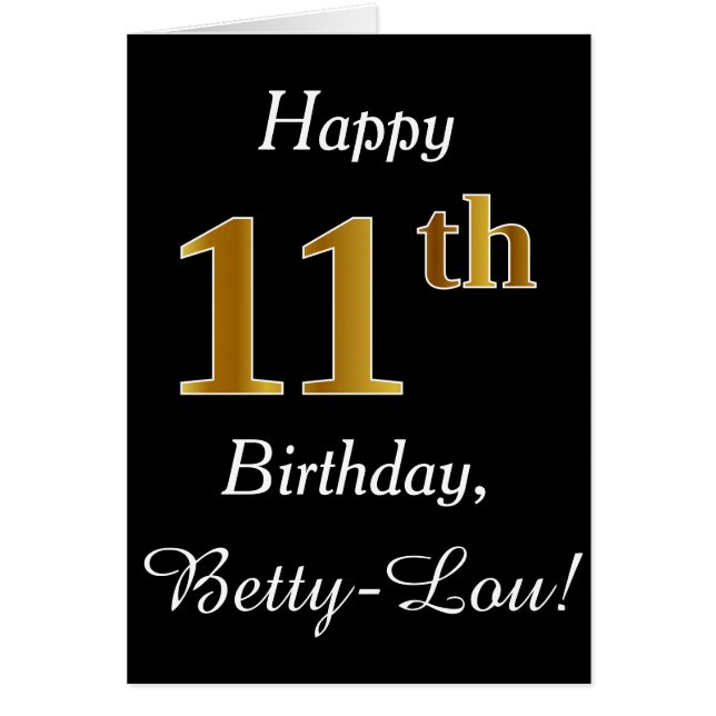 Cartão de Aniversário Dourado Faux Simples + Cartã (Frente)