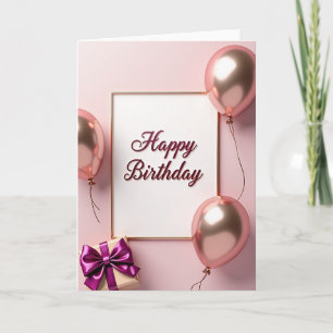 Cartão de Aniversário Dourado Rosa