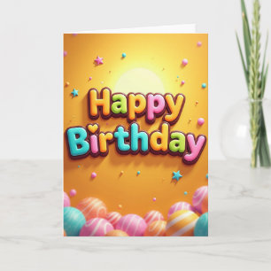 Cartão de Aniversário Dourado Vibrante