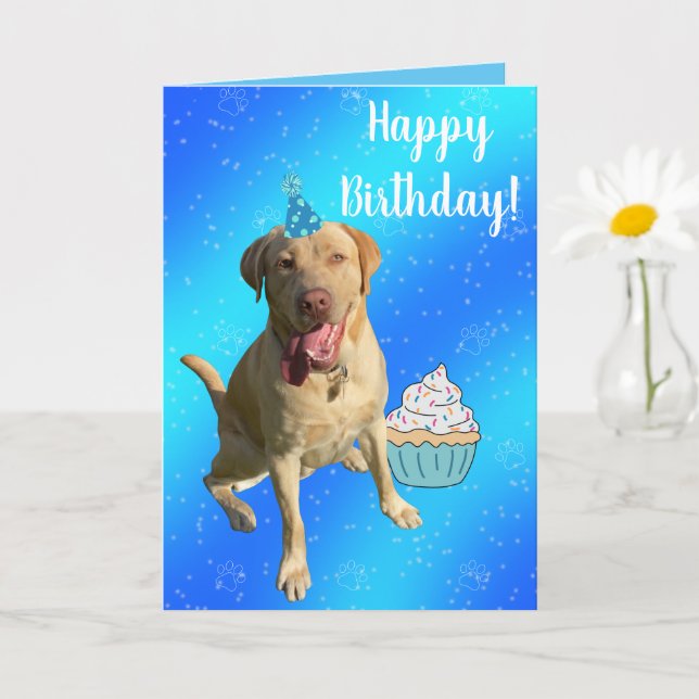 Cartão de Aniversário Dudley Labrador (Planta pequena)