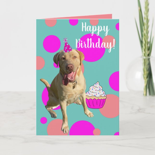 Cartão de Aniversário Dudley Labrador (Frente)