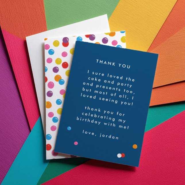 Cartão de aniversário e agradecimento com tema de  (Gumball Retro Candy Birthday Flat Thank You Card)