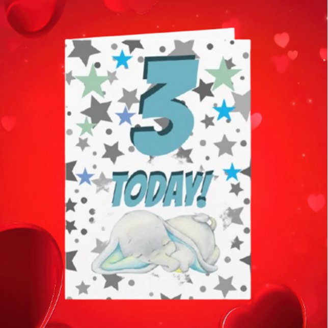 Cartão de Aniversário Elefante Azul (Hey there Birthday Superstar!)