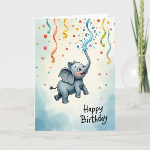 Cartão de Aniversário Elefante Explosão Alegre