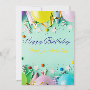 Cartão de Aniversário Elegante – Balões Coloridos