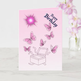 Cartão de Aniversário Elegante Borboleta Customi