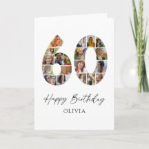 Cartão de aniversário elegante colagem de fotos 60