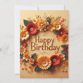 Cartão de Aniversário Elegante com Design de Flore