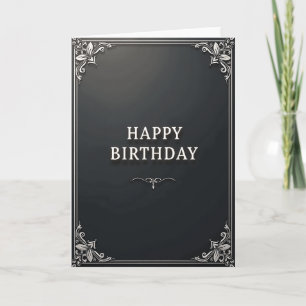 Cartão de Aniversário Elegante com Moldura Metálic