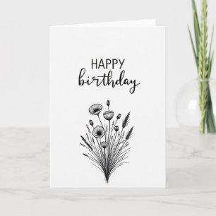 Cartão de Aniversário Elegante com Papoula