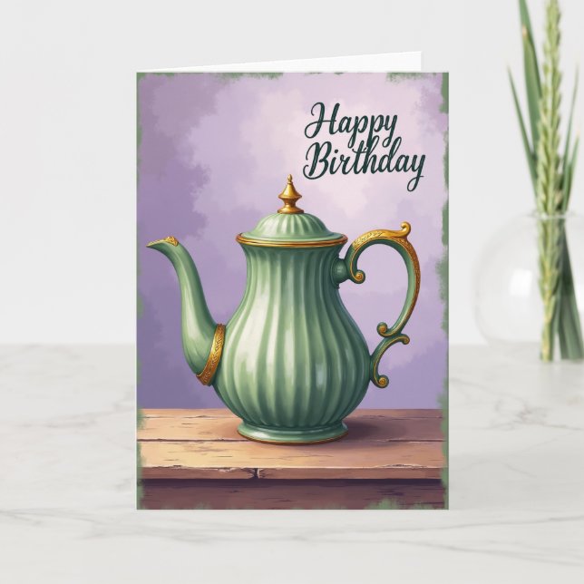Cartão de Aniversário Elegante de Erva-Doce (Frente)