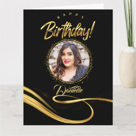 Cartão de aniversário elegante de foto personaliza
