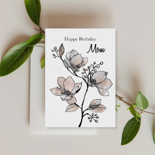 Cartão de Aniversário Elegante de Magnólia para Ma