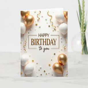 Cartão de Aniversário Elegante Dourado
