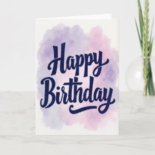 Cartão de Aniversário Elegante Indigo Script