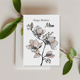Cartão de Aniversário Elegante Magnólia para Mãe