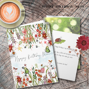 Cartão de aniversário em aquarela floral burgundy