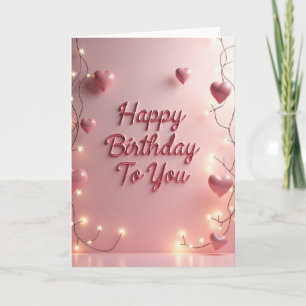 Cartão de Aniversário em Letra Rosé Dourada