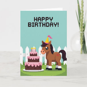 Cartão de Aniversário em Pixel Art Doce
