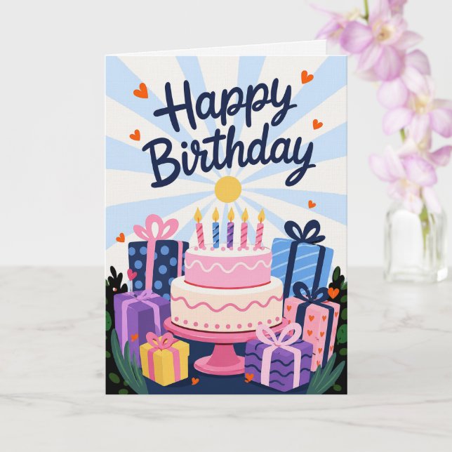 Cartão de aniversário em Premium Linen (Orquídea)