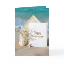 Cartão de aniversário em uma praia