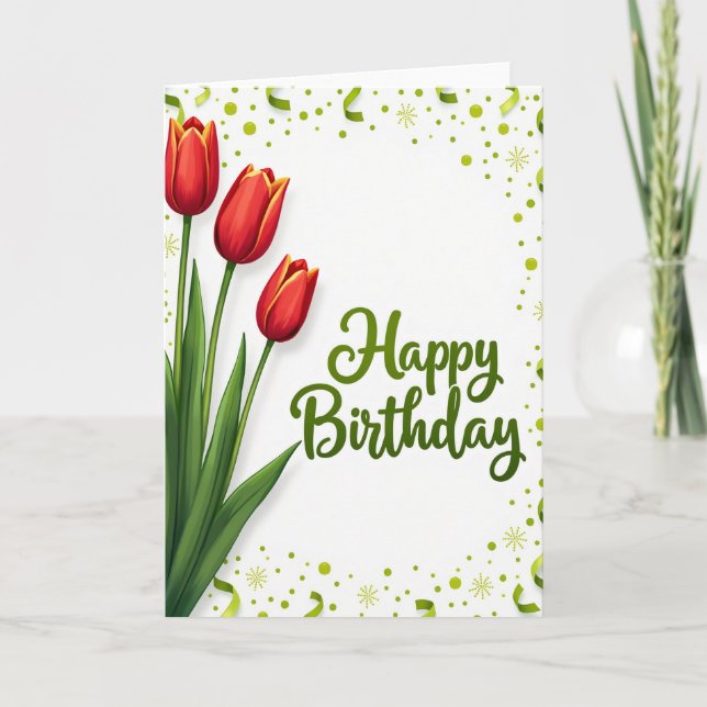 Cartão de Aniversário Emerald Script (Frente)