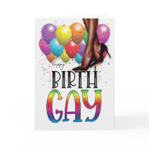Cartão de Aniversário Engraçado Arco-Íris GAY Afro