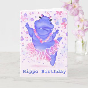 Cartão de Aniversário Engraçado Bailarina Hipopóta