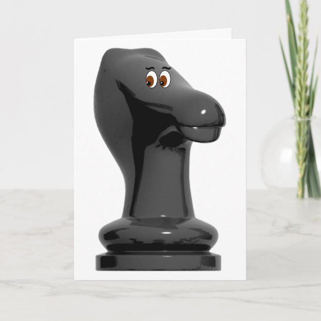 Cartão de Aniversário Engraçado Chess Knight (Frente)