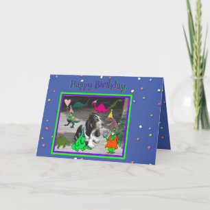 Cartão de Aniversário Engraçado com Dinossauros e 