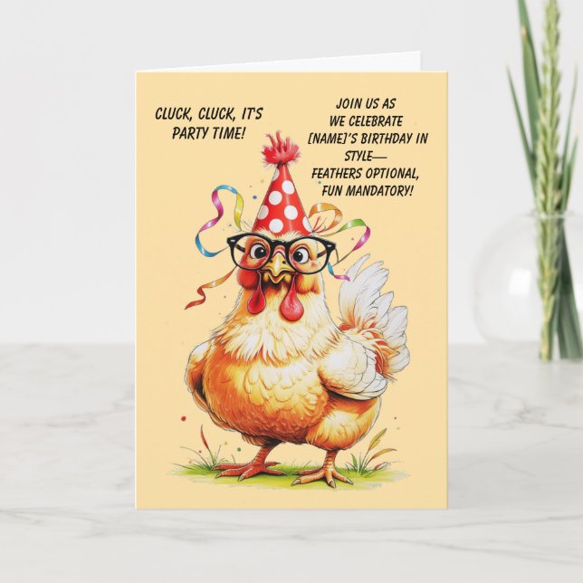Cartão de Aniversário Engraçado com Frango Estilos (Frente)