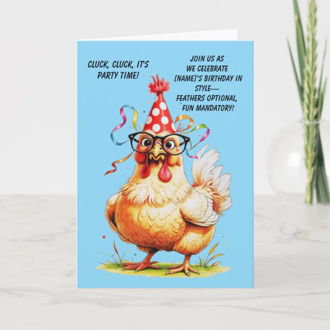 Cartão de Aniversário Engraçado com Frango Estilos (Frente)
