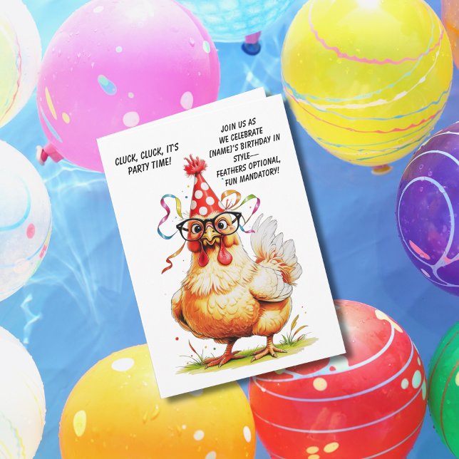 Cartão de Aniversário Engraçado com Frango Estilos (Criador carregado)