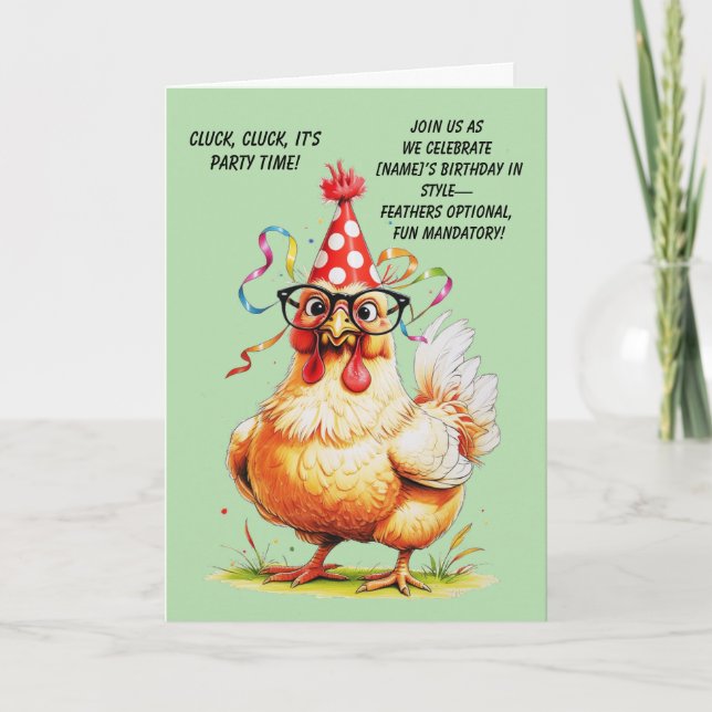 Cartão de Aniversário Engraçado com Frango Estilos (Frente)