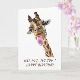 Cartão de Aniversário Engraçado com Girafa Brincal